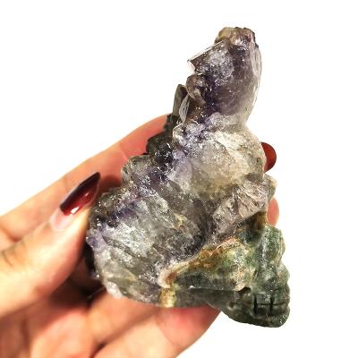 China Europe Hot Sale Nature Amethyst Crystal Cluster Hand Carved Skulls Crystal Crafts For Healing Decoration for sale