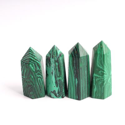 China China Hot Selling Stone Quartz Malachite Point Wand Synthetic Healing Crystals Dots Stone Tower For Home Decoration for sale