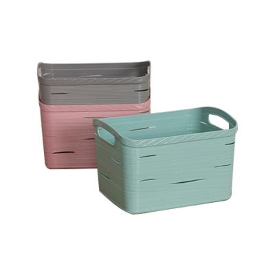 China Storage Wicker Basket Tote Weave Basket Plastic Rattan Single Viable Storage Barrel for sale