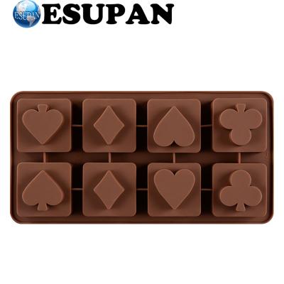 China Sustainable Design Novelty Chocolate Molds Unique Design Poker 8 Cavities Silicone for sale