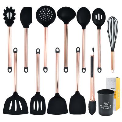 China Sustainable Silicone Cookware Cookware Set, Heat Resistant, Non-Stick With Gold Plated Tube Handle for sale