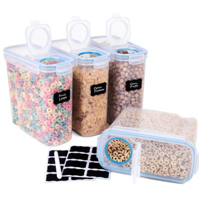 China Dry and Keep Fresh Airtight Food Storage Containers 4 Pcs/4L Cereal Storage Container Plastic Food Storage Set Kitchen Grain Containers for sale