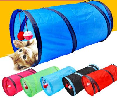 China Viable Collapsible Interactive Folding Cat Tunnel Pet Toy Pet Supplies Two Way Collapsible Cat Tunnels Bed with Bell and Plush Balls for sale