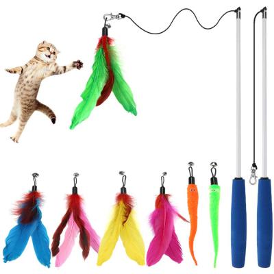 China Viable Interactive Cat Toys, Pet Toys Include 2PC Retractable Cat Wand Toy, 2PC Worm, 5PC Feather for Cat Play for sale