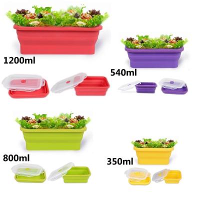 China Offices 4pcs Silicone Mess Portable Tin Portable Boxes Bowl Folding Picnic Food Storage Container Lunch Basket for sale