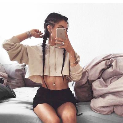 China XS XL Anti Shrink Size Luxury Quality Women Crop Top Full Face Hoodies for sale