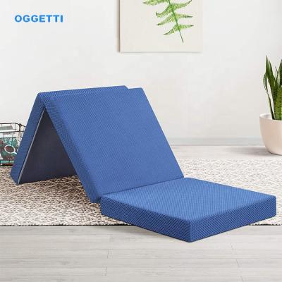 China Foldable Promotion Bedroom Guest Mattress Collapsible Foldable Spring Mattress Full Tri Foam for sale