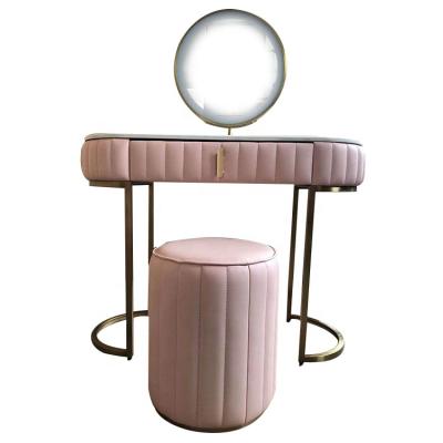 China (Other)Adjustable Makeup Desk Vanity Dressing Table With LED Mirror White Color Storage Marble Dresser Decor for sale