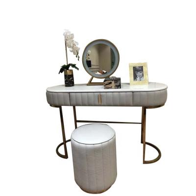 China (Other) Nordic Adjustable Vanity Make Up Dressing Table with LED Touch Screen Mirror Velvet Finish and Marble Dresser for sale