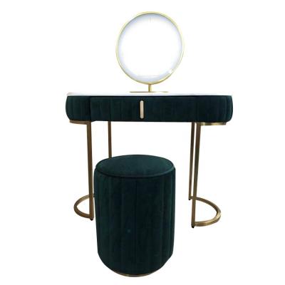 China Small Makeup Dressing Table (Other) Black Velvet Adjustable Vanity Dresser With Mirror And Stool Bedroom Furniture for sale