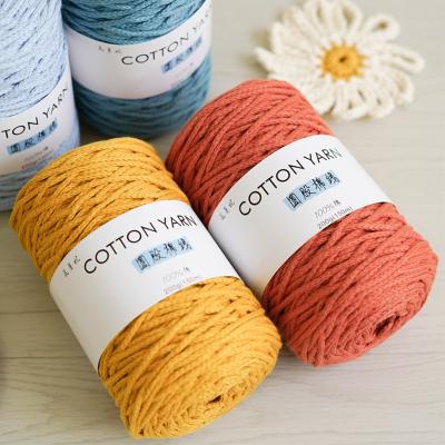 China ZENGLONG Anti-bacteria Textile 3mm 100% Cotton Fabric 200g Knitted Fancy Yarn 16 Colors Crochet Cotton Rope DIY Hand Knitting Yarn for sale