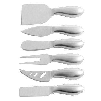 China Sustainable Kitchen Accessories Tools 6 Sets PSC Stainless Steel Cheese Razor Spreader Fork Cheese Knife Set for sale