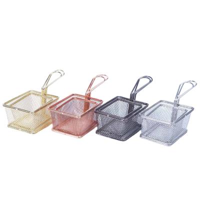 China Outdoor Direct Selling Sustainable Metal Lightweight Square Fry Basket for sale