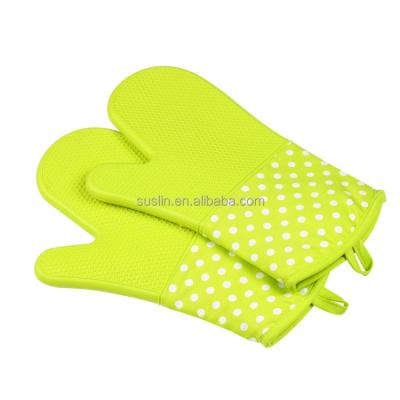 China BBQ Grill Oven Mitts Pot Holders Microwave Glov Heat Resistant Kitchen Thermal Insulation Cotton Silicone for sale