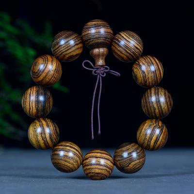 China Religious Tiger Skin Sandalwood Bracelets Men and Women's Marla Bracelet Jewelry Buddha Beads Custom Meditative Rosary Jewelry Gifts for sale