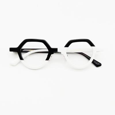 China Fashionable High Quality Optical Frame Acetate Glasses Frames Unique Neutral Colored Double Acetate Eyewear Optical Frames for sale