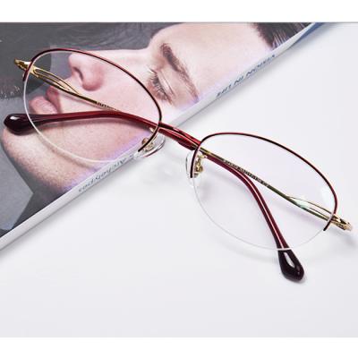 China Fashionable Elegant Round Frames Optical Glass Half-frame Optical Eyeglasses Titanium Frame For Women Eyewear for sale