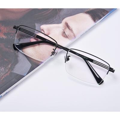 China Fashion Trendy Men's Fashion Half Frame Eyewear Cutout Design Glasses Optical Frame Titanium Frame Optical Glasses for sale