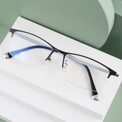 China Fashionable Optical Frame Black Business Half-frame Eyewear , Mens Pure Titanium Optical Frames Eyewear Frames for sale