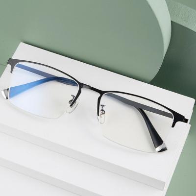 China Fashionable Half-frame Black Optical Frame Business Eyewear Optical Frames Classic Pure Titanium Glasses Frames for sale