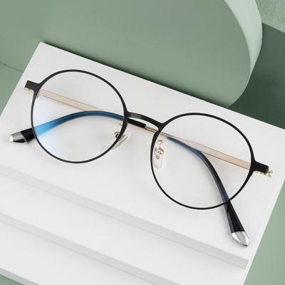 China Fashion Optical Titanium Eyewear Glass Frame Women's Black Round Eyeglasses Glasses Frames Optical Eyewear for sale