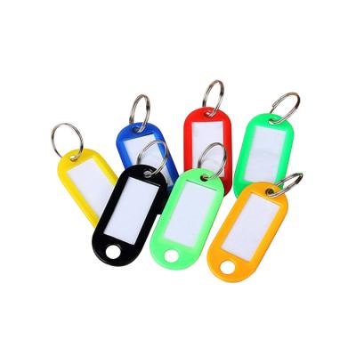 China Custom Key Chain Key Indicator Plastic Label Name With Ring Open Luggage Rubber Customizable Keys Identification For Hotel Handbags Can Write Label for sale