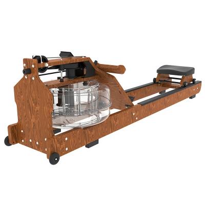 China Multi Functional LCD Display 2021 Wooden Water Rower Water Rowing Machine Foldable for sale