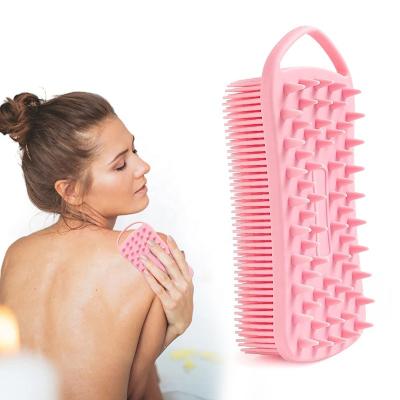 China EXFOLIATE 2 in 1 Silicone Body Scrubber Shower Scrubber for Body Scalp Massager Shampoo Brush Soft Silicone Loofah for Sensitive Skin for sale