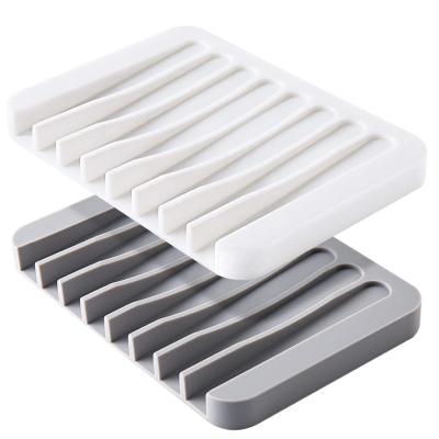 China Tray Easy Cleaning Bathroom Silicone Shower Saver Silicone Soap Dish Modern Drain Holder Fast Flowing Container Soap Dish Holder for sale