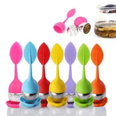 China Viable Wholesale Custom Made BPA Free Long Handle Stainless Steel Tea Strainers For Loose Tea Leaf Silicone Tea Infuser for sale