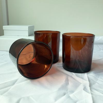 China Private Logo 200g Amber Canister Candle Jars Custom Home Decoration Container Jar Wedding Candle Holder for sale