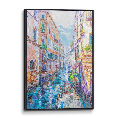 China Hand Painted Abstract Impressionist Venice Canal Canvas Oil Painting for Living Room, Modern Home Office Decor Wall Art 3D Oli Paintings for sale