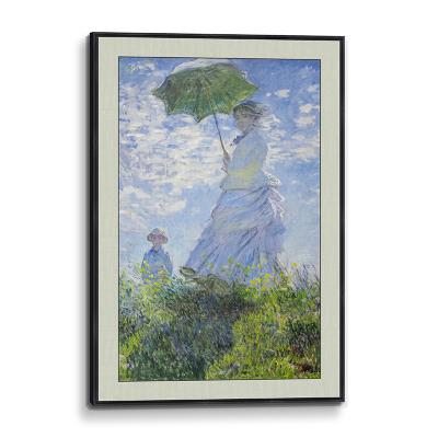 China Classic Famous Artwork Oil Painting Woman With Parasol3D Giclee Printed Tracing Textured Bed Framed Wall Art Ready To Hang Living for sale