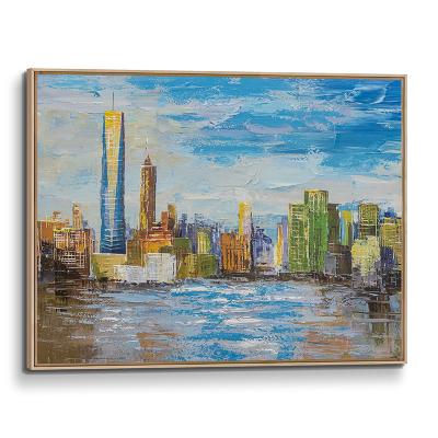 China Impressionist NYC Skyline 3D Giclee Print painted Abstract Oil Painting for Living Room Wall, Home Office Decor OTHER Paintings Building View for sale