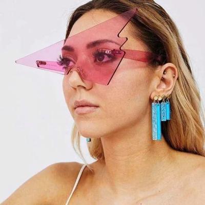 China Newest Fashion Rimless Fashion Sunglasses Triangle Oversized Arrows Spoof Irregularity Sunglasses for sale