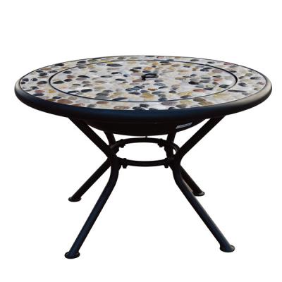 China Stocked Natural Cobblestone Top BBQ Table Top Fire Bowl For Garden Use for sale