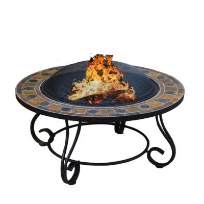 China 35inch Stocked Ceramic Fire Pit Table With BBQ Grill for sale