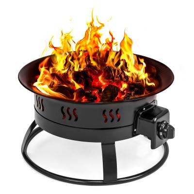 China Portable 19inch Wave Design Stocked Camping Fire Pit With Lava Stone for sale