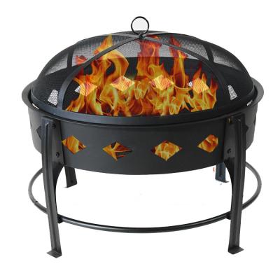 China Stocked Diameter 26inch Steel Fire Pit With Diamond Design For Garden Heating for sale