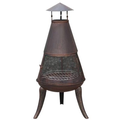 China Stocked Charcoal Wood Fire Garden BBQ Chimney Steel Outdoor Chimenea for sale