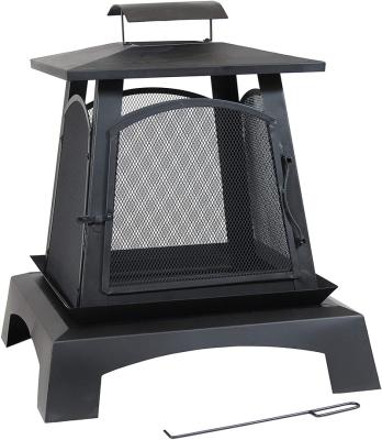 China Wood Enclosed Outdoor Square Stocked Burning Freestanding Fireplace for sale