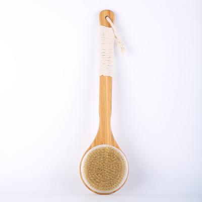 China All Natural Wood Skin Body Brush Pig Bristle Bath Shower Body Natural Wood Brush With Handle for sale