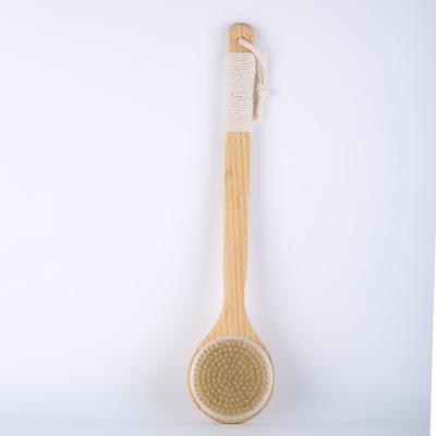 China All New Natural Bamboo Curved Stem Bath Brush Shower Massage Bath Body Scrub Brush With Long Handle for sale