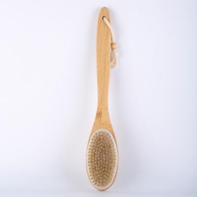 China All Natural Comfortable Bristles Long Handle Soft Exfoliation Body Bath Cleansing Brushes Scrubber for sale