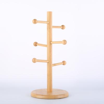 China Selling Sustainable Removable Bamboo Cup Holder Cup Holder Tree Coffee Tea Cup Hanger Well for sale