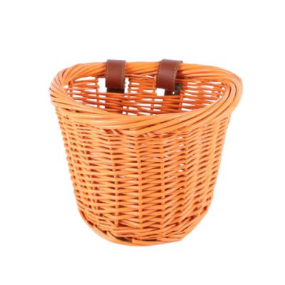 China Durable Handwoven Removable Hanging Wicker Bicycle Front Basket for sale