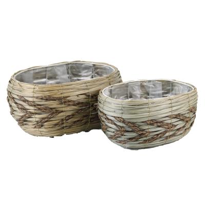 China Eco-friendly Dropshipping Garden Decoration Light Planter Planter Basket With Plastic Liner for sale