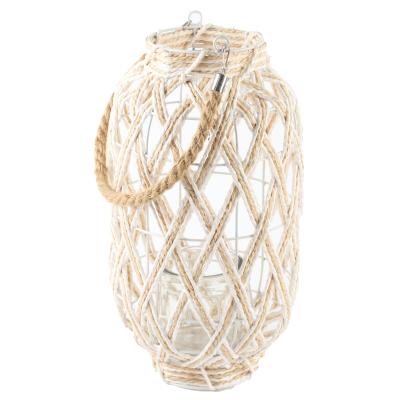 China Home Decoration Factory Wholesale Hand - Woven Home Decor Candle Lantern With Handle for sale