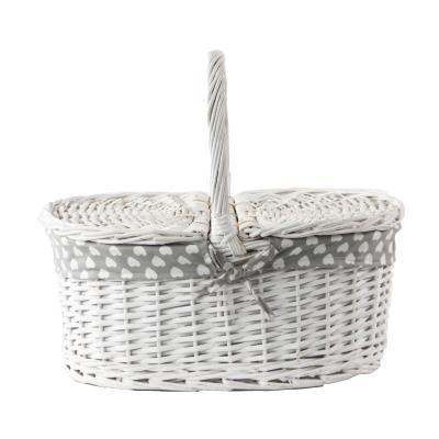 China Direct Selling Modern Hand & Woven Wicker Basket With Lid Storage Picnic Basket for sale