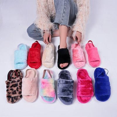 China 2021 Fashion Trend Cheap Indoor Warm Slippers Winter Women's Fur Slippers Wholesale Home Fur Slippers Fluffy Logo Customization for sale